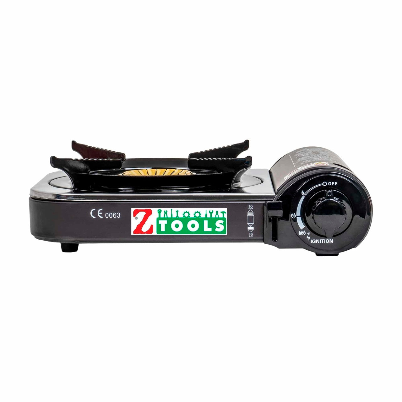 Aragaz camping inox cu aprindere electrica 2.3Kw, tava, cleste, cutit si cutie transport