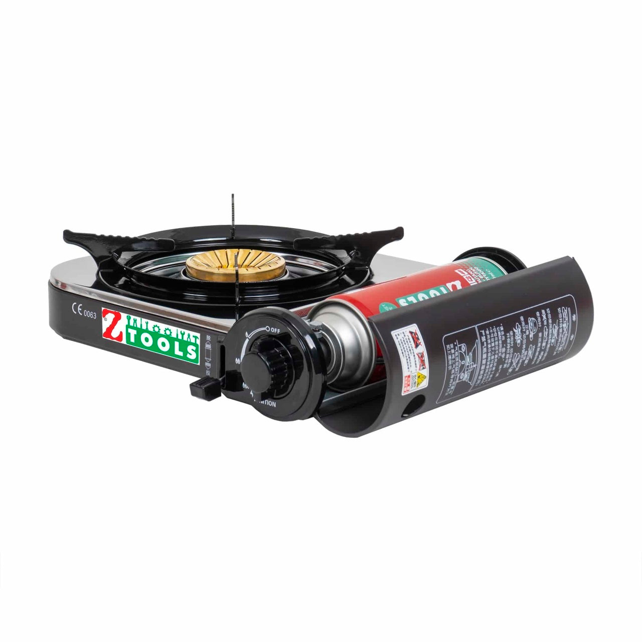 Aragaz camping inox cu aprindere electrica 2.3Kw, tava, cleste, cutit si cutie transport