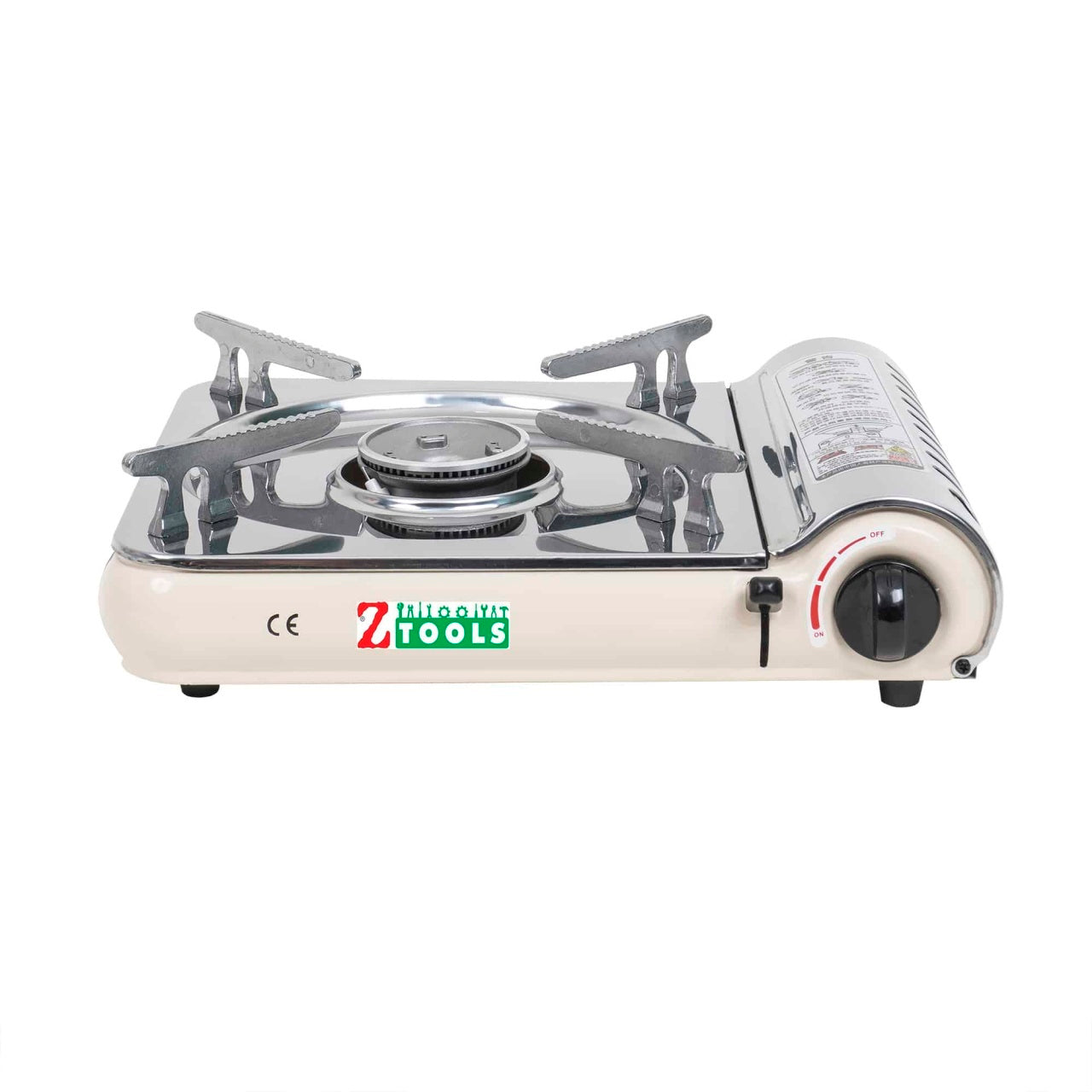 Aragaz camping inox cu aprindere electrica, 2.5kW, crem, 1 arzator