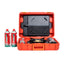 Aragaz camping inox cu aprindere electrica, tava, cleste, cutit si cutie transport + 3 butelii 410ml