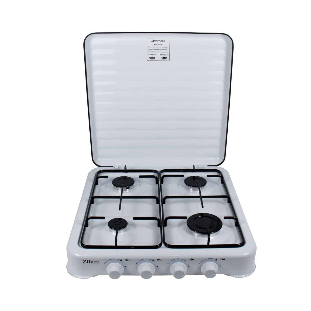 Aragaz cu 4 ochiuri, alimentare pe butelie, culoare alba, compact