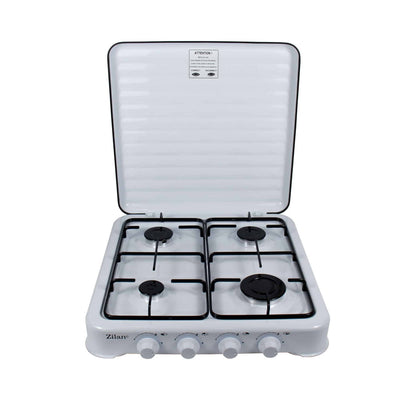 Aragaz cu 4 ochiuri, alimentare pe butelie, culoare alba, compact
