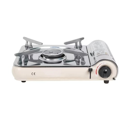 Aragaz de camping, cu aprindere electrica, cu 1 arzator, putere 2.5kw, dimensiuni 33x18x10, crem