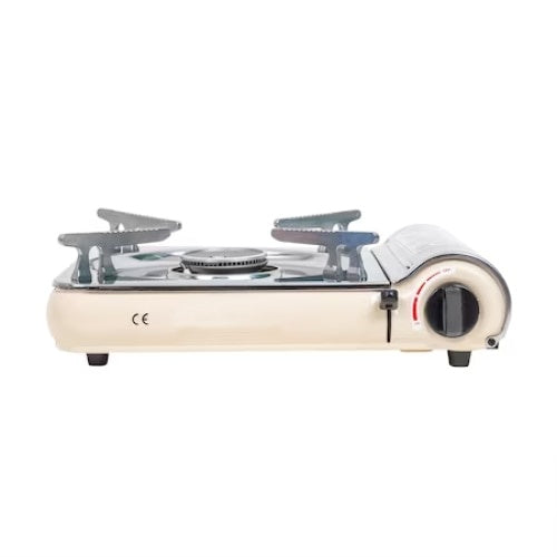 Aragaz de camping, cu aprindere electrica, cu 1 arzator, putere 2.5kw, dimensiuni 33x18x10, crem