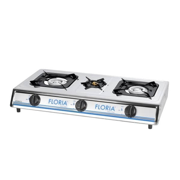 Aragaz inox cu 3 ochiuri, aprindere piezo, alimentare la butelie