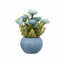 Aranjament floral cu trandafiri, ghiveci ceramic albastru, H 20 cm