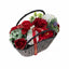Aranjament floral cu trandafiri multicolori din sapun, cos decorativ cu flori parfumate