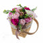 Aranjament floral cu trandafiri multicolori din sapun in cos lemn