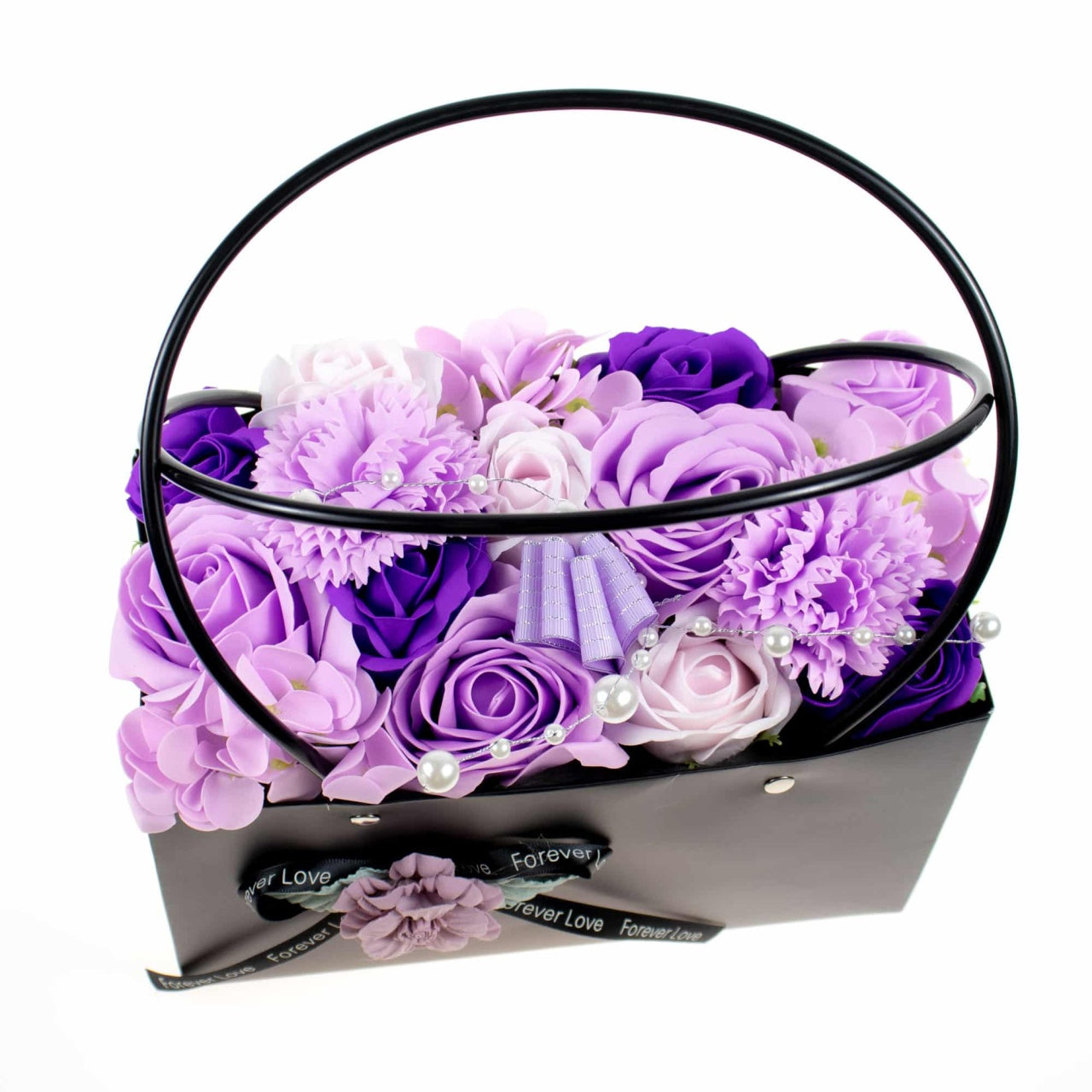 Aranjament floral cu trandafiri multicolori din sapun, parfum delicat, cadou elegant