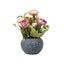 Aranjament floral trandafiri in ghiveci ceramica gri, H 20 cm