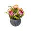 Aranjament floral trandafiri in ghiveci ceramica gri, H 20 cm