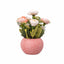 Aranjament floral trandafiri in ghiveci ceramica roz, H 20 cm