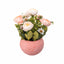 Aranjament floral trandafiri in ghiveci ceramica roz, H 20 cm