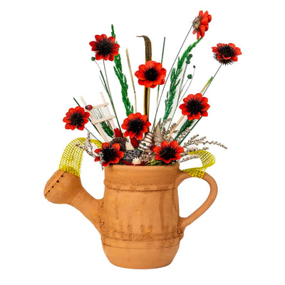 Aranjament stropitoare mare din ceramica cu flori multicolor, 43 cm