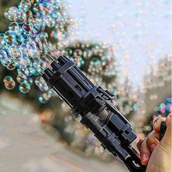 Arma de jucarie FOXMAG24, baloane de sapun, varsta recomandata +3 ani, Negru