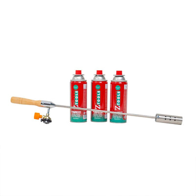 Arzator de gradina pentru buruieni cu 3 butelii gaz 410ml, lungime 64cm