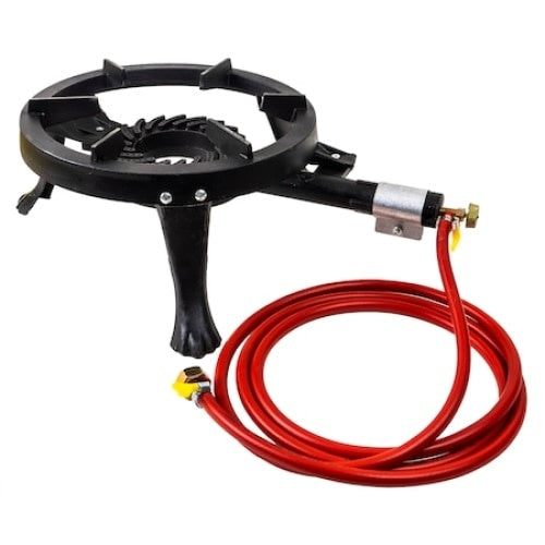 Arzator rotund, pirostrie din fonta, FOXMAG24, diametru 33cm, 2.5m furtun, 2 coliere, stut butelie