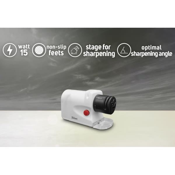 Ascutitor de cutite electric cu doua nivele, ascutire si slefuire, 15W, alb