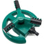 Aspersor de gradina, sistem automat de stropire cu apa, rotativa la 360°, cu 3 brate, din plastic, verde/negru