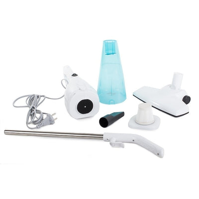 Aspirator 2 in 1, portabil, putere 600W, cu accesorii, filtru HEPA, control pe maner, indicator recipient colector plin, Compartiment scame detasabil, alb