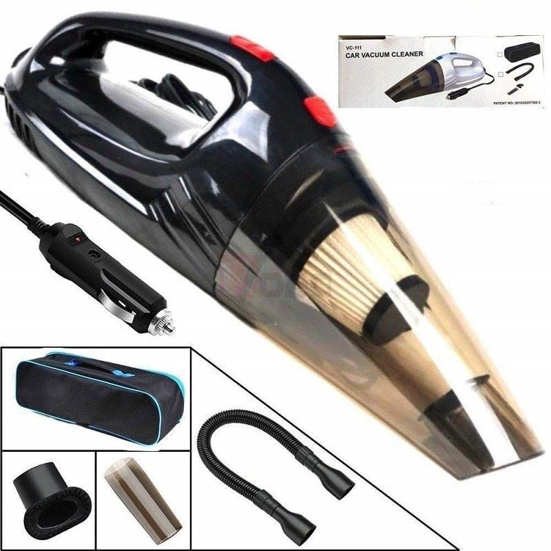 Aspirator auto compact FOXMAG24®, filtru, alb/negru, 20W