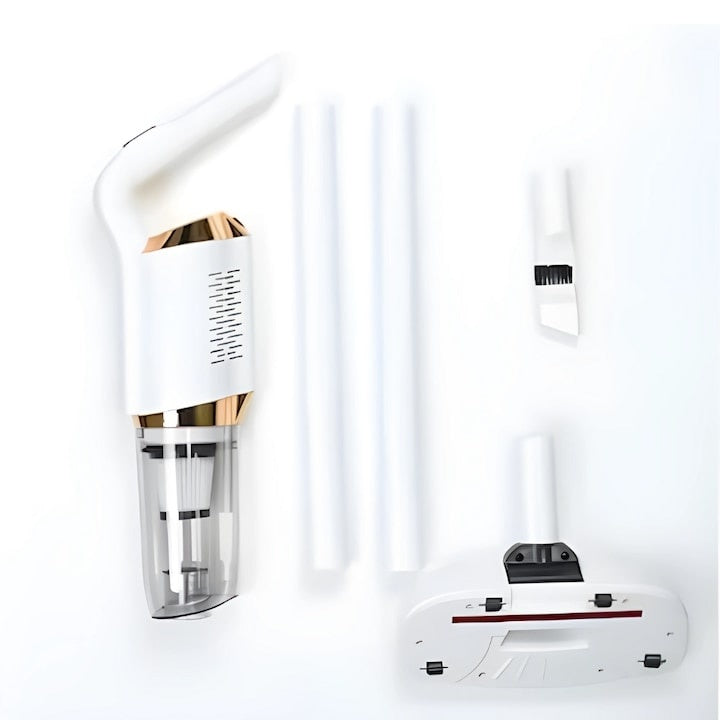 Aspirator fara fir, portabil, de mana, putere 120W, 2 moduri de utilizare, cu accesorii incluse, filtru HEPA, Wireless, alb