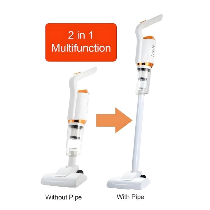 Aspirator fara fir, portabil, de mana, putere 120W, 2 moduri de utilizare, cu accesorii incluse, filtru HEPA, Wireless, alb