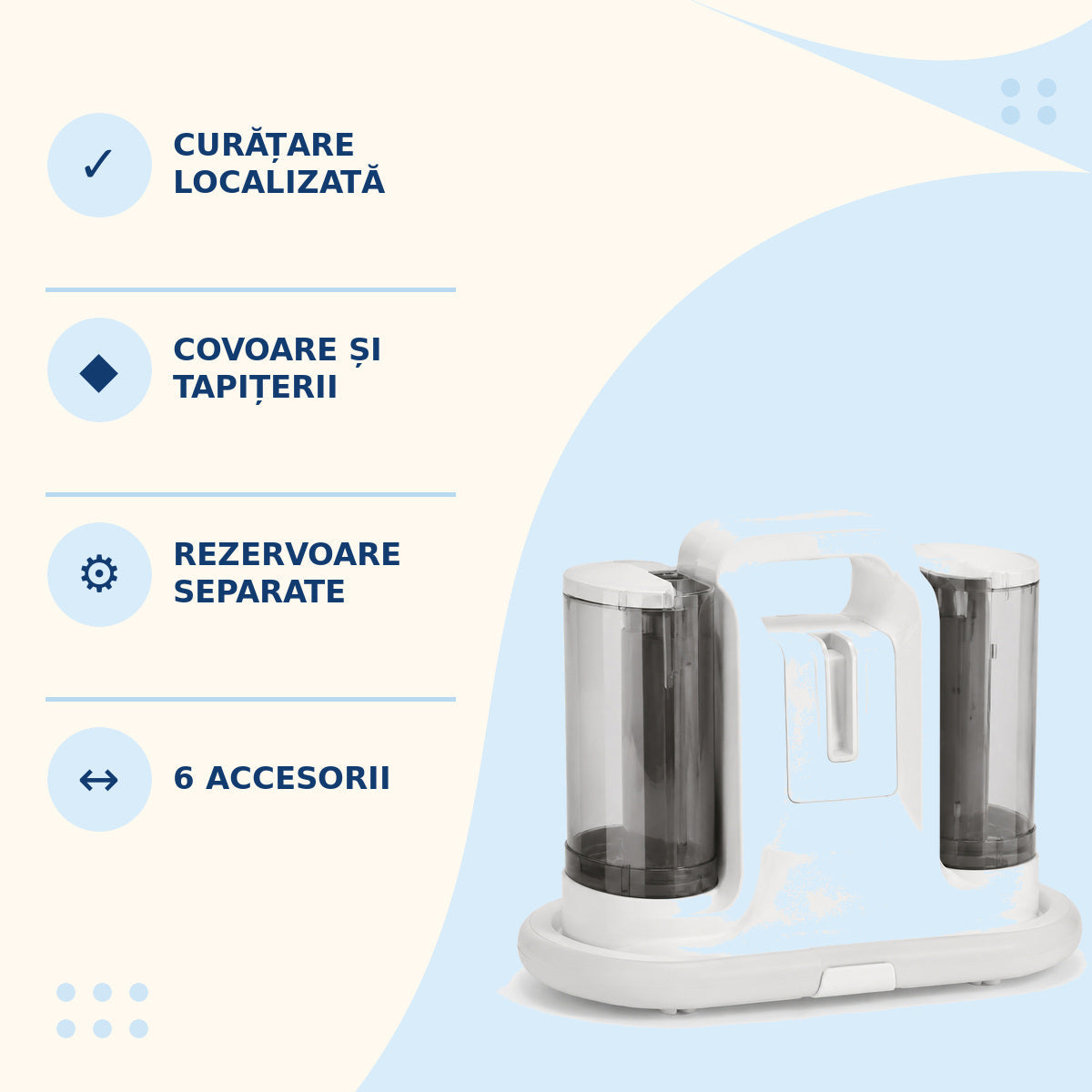 Aspirator Portabil pentru Pete, Covoare și Tapițerii, cu 6 Accesorii – imagine 3