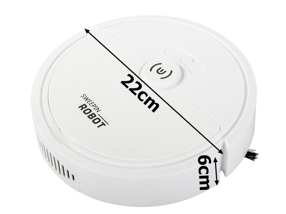 Aspirator robot, incarcare USB, Umed/Uscat, Ultra-Subțire, 22 x 6 cm, alb