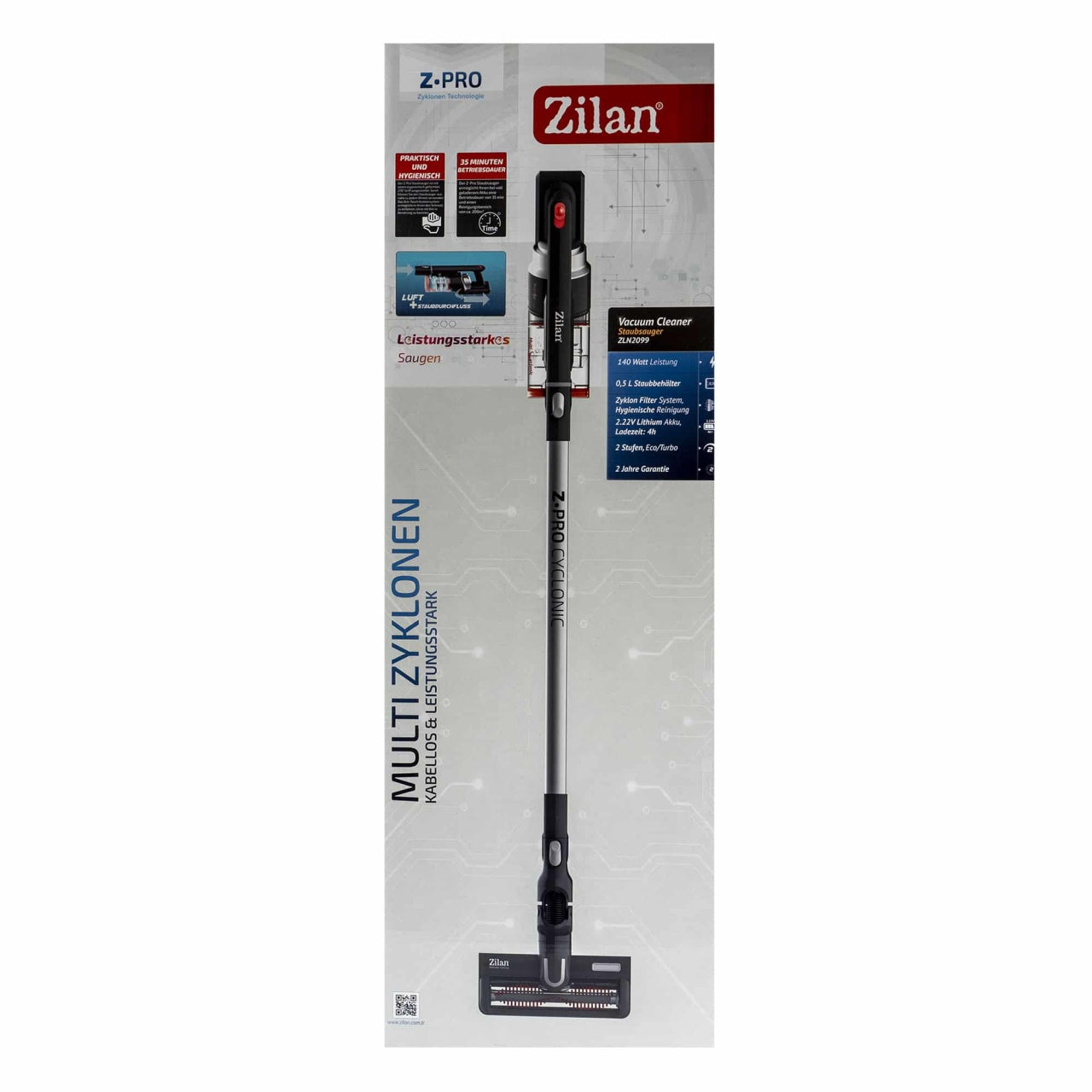 Aspirator vertical 22.2V cu acumulator extern si perie motorizata AllFloor, negru