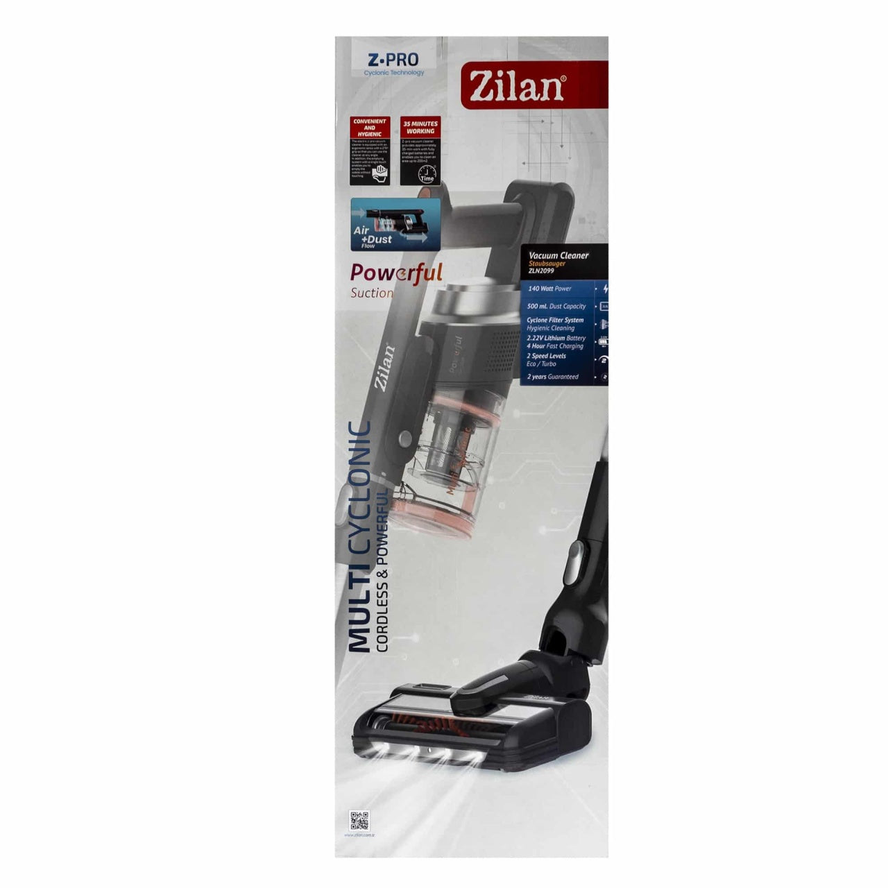 Aspirator vertical 22.2V cu acumulator extern si perie motorizata AllFloor, negru