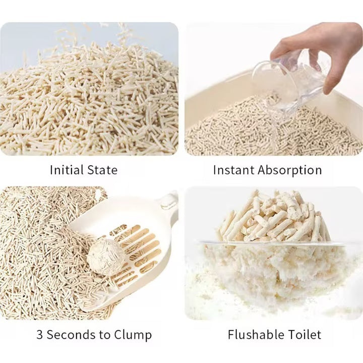 Asternut igienic pentru pisici, tofu, 6 L, Formare rapida a bulgarilor, Aroma de lamaie