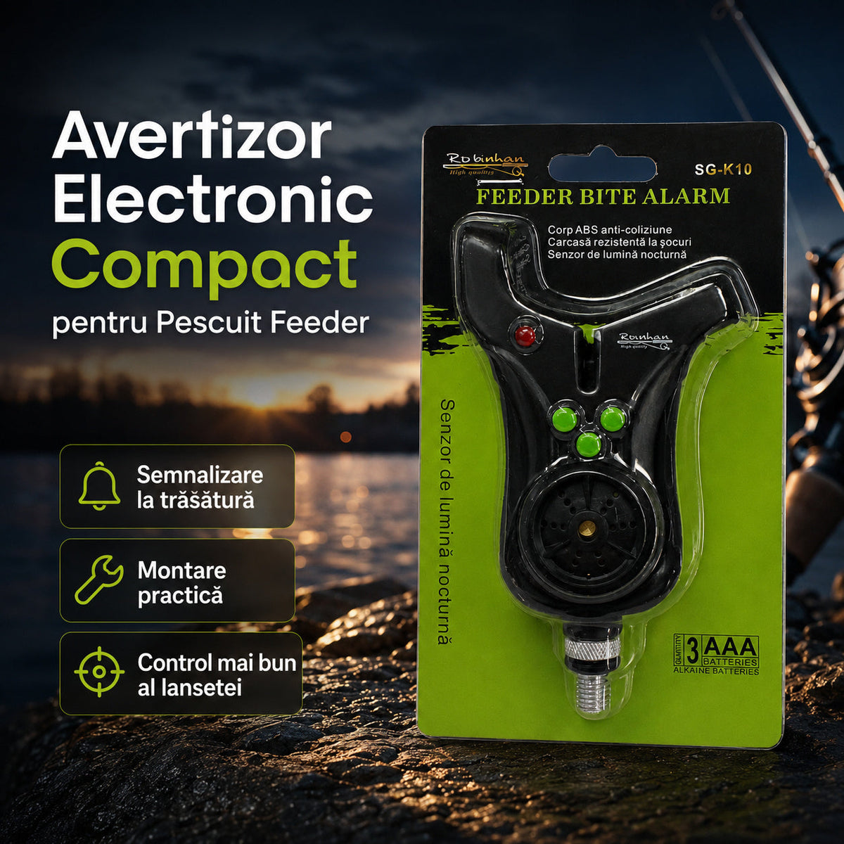 Avertizor Electronic Compact pentru Pescuit Feeder – imagine principală promoțională