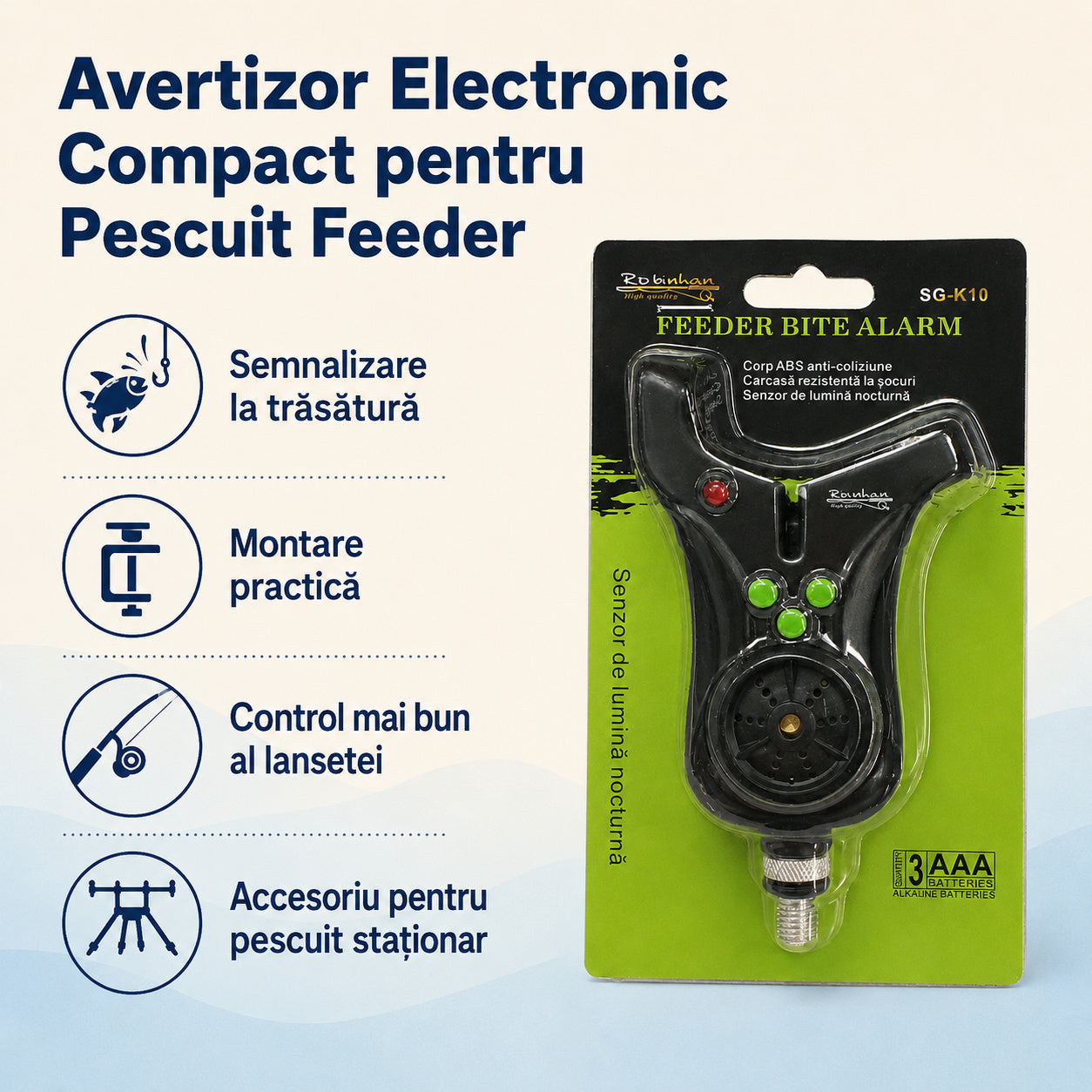 Avertizor Electronic Compact pentru Pescuit Feeder – caracteristici