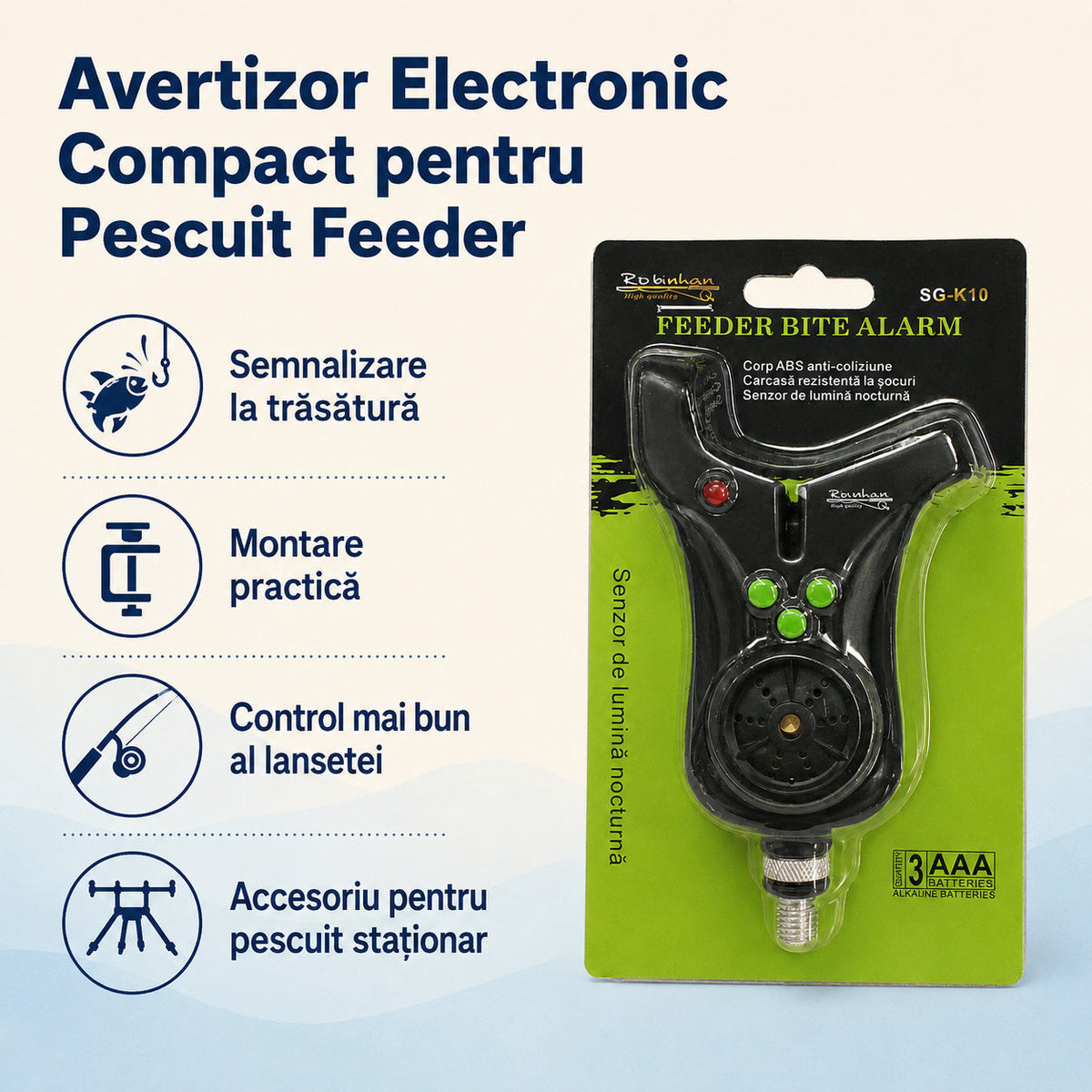 Avertizor Electronic Compact pentru Pescuit Feeder – caracteristici și beneficii