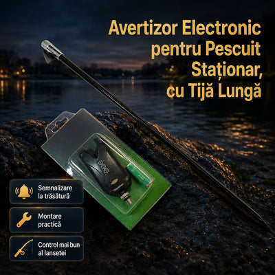 Avertizor Electronic pentru Pescuit Staționar, cu Tijă Lungă – imagine principală promoțională