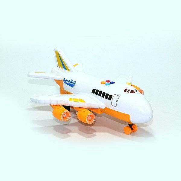 Avion de jucarie, cu telecomanda, sunete si lumini, functioneaza cu baterii, din ABS, alb
