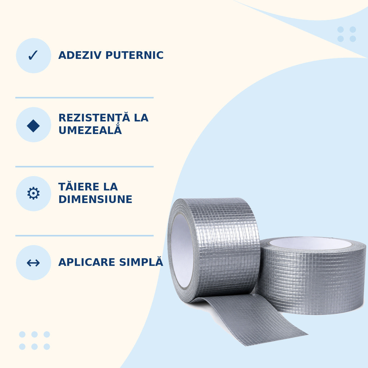 Bandă Adezivă Impermeabilă pentru Reparații și Etanșare, Gri – caracteristici