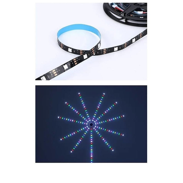 Banda LED, control cu telecomanda sau bluetooth, fireworks, alimentare USB, banda flexibila, music, voice, multicolor