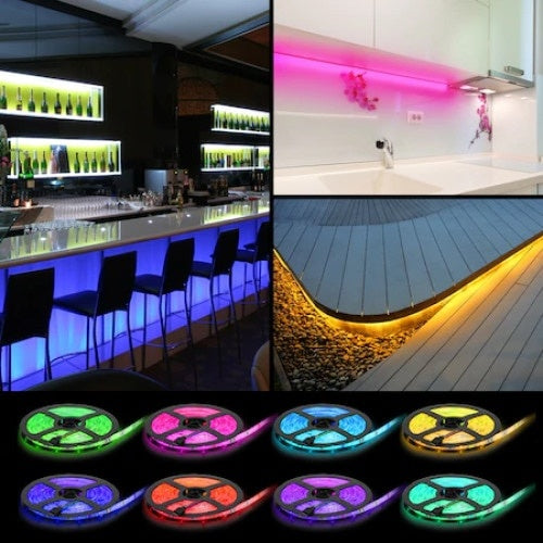 Banda Led cu lumina multicolora , Exterior/Interior 60 Led-uri/m, 5 metri cu Controller si Alimentare, FOXMAG24