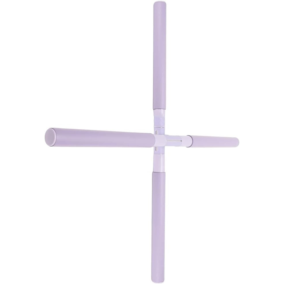 Bara aerobica si extensibila, pentru corectarea posturii, cu manere ergonomice, din metal si silicon, alb/roz