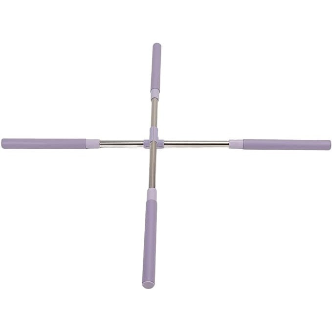 Bara aerobica si extensibila, pentru corectarea posturii, cu manere ergonomice, din metal si silicon, alb/roz