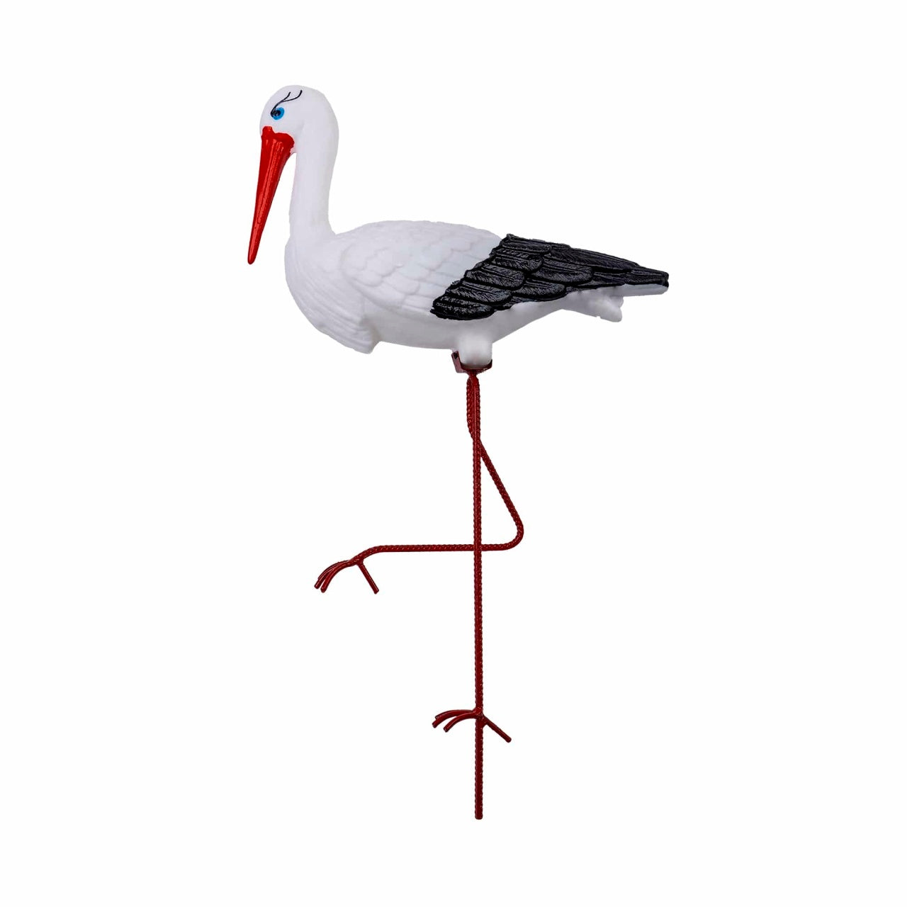 Barza decorativa pentru gradina, 65 cm, plastic durabil si picioare metalice