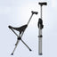 Baston de sprijin cu scaunel pliabil, din metal, plastic si textil, cu 3 picioare, multifunctional, baza antialunecare, sezut confortabil, negru