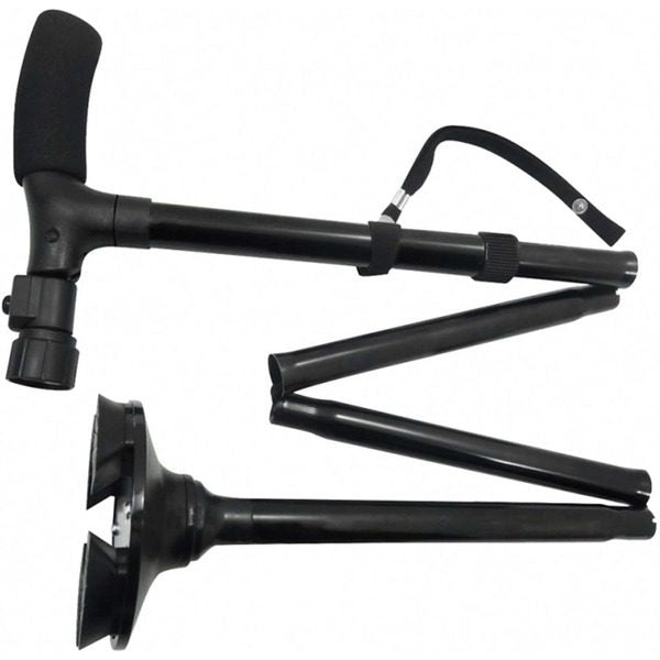 Baston telescopic FOXMAG24 pentru sprijin cu lanterna, pliabil, baza 4 puncte, portabil, negru
