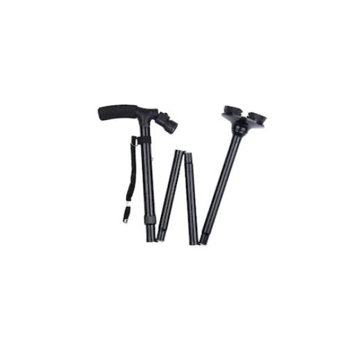 Baston telescopic FOXMAG24 pentru sprijin cu lanterna, pliabil, baza 4 puncte, portabil, negru