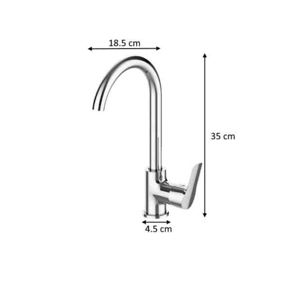 Baterie de chiuveta din inox, culoare argintiu