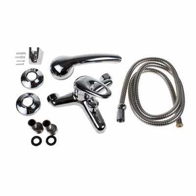 Baterie perete pentru cada inox, monocomanda, cu pachet dus inclus