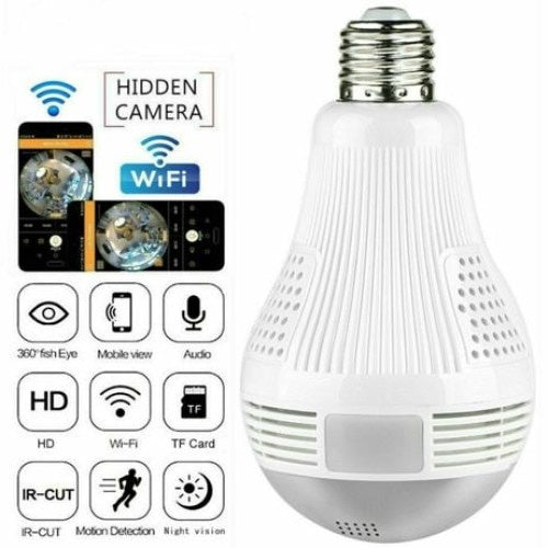 Bec cu camera Spion FOXMAG24® - SpyCam, Wi-Fi, senzor de miscare, unghi 360 grade