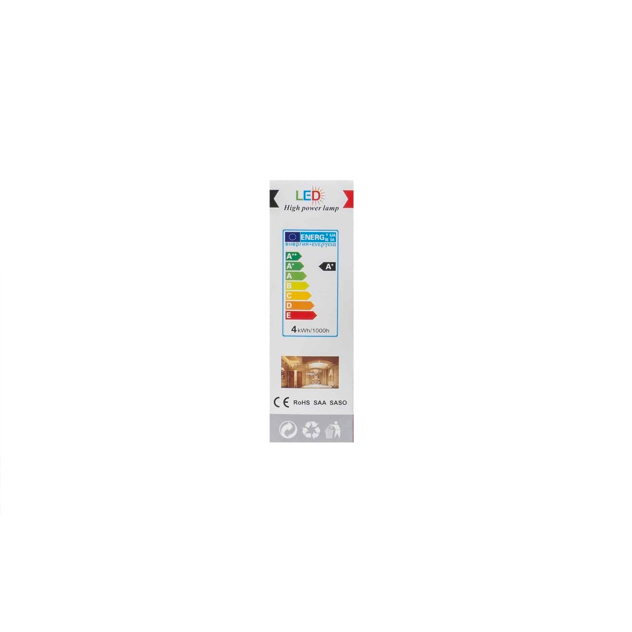 Bec LED E27 4W model C35, lumina calda, 220V, eficienta A+